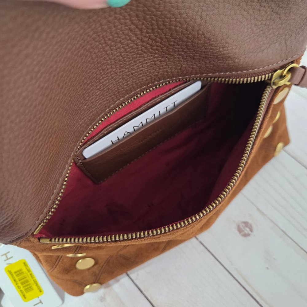 Hammitt Dillon convertible crossbody bag Chocolate Diamond Suede Antique Gold NW - Picture 10 of 10
